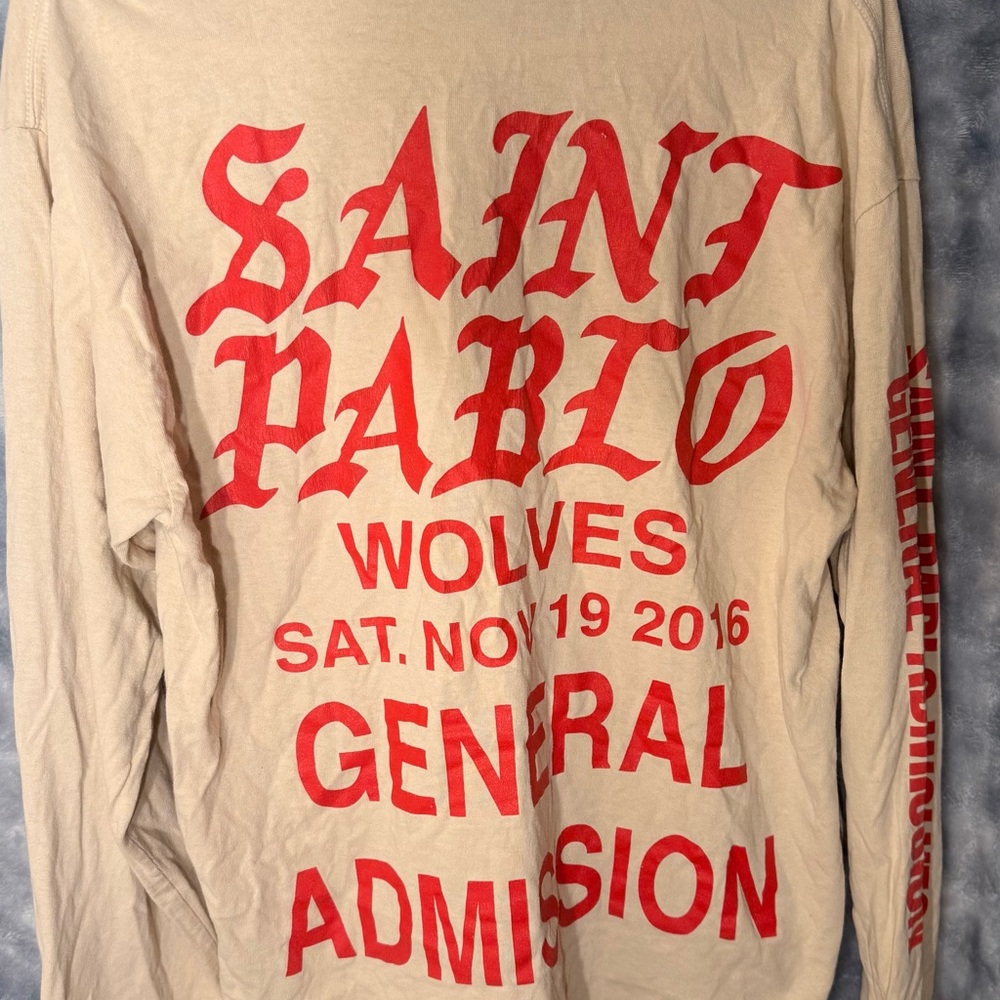 Kanye West Saint Pablo Wolves General Admission  11/19/16 long sleeve shirt